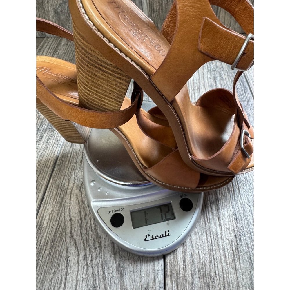 Madewell Loren Leather Ankle Strappy Heeled Sandals Minimalist Tan Womens Sz 8.5 - Picture 9 of 9